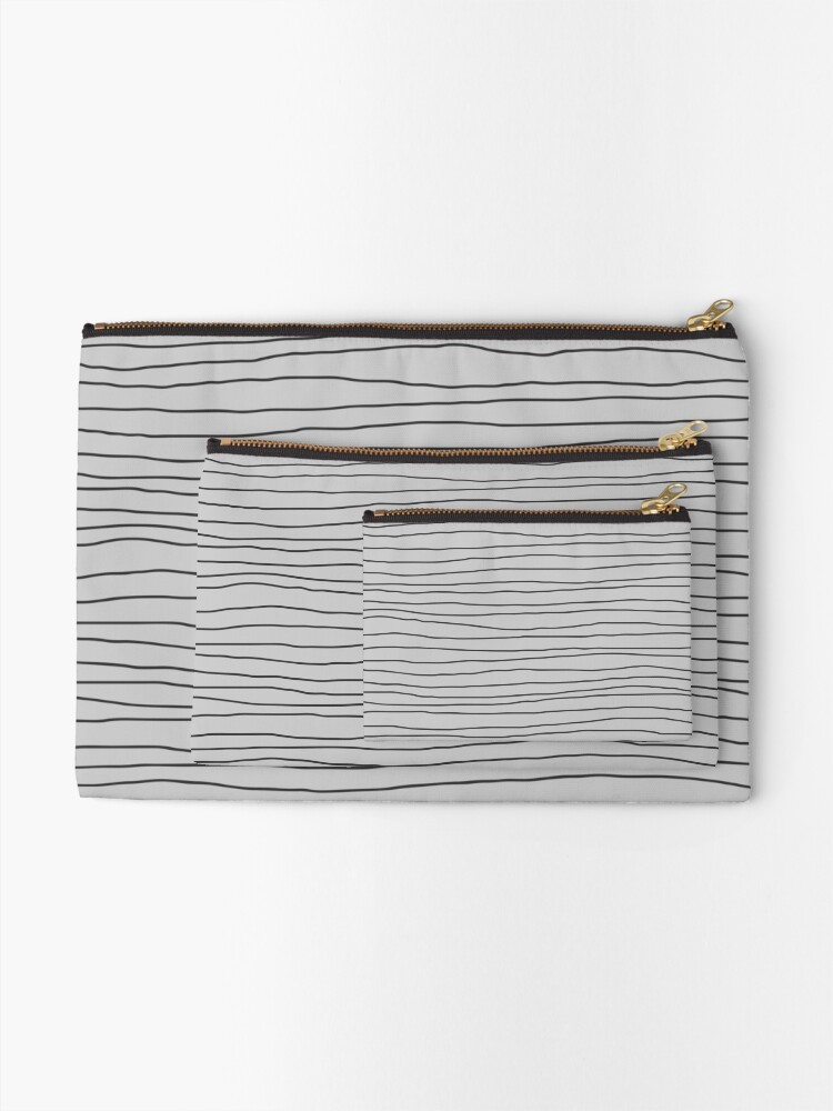 Alternate view of Hand Drawn Lines - Gray Zipper Pouch