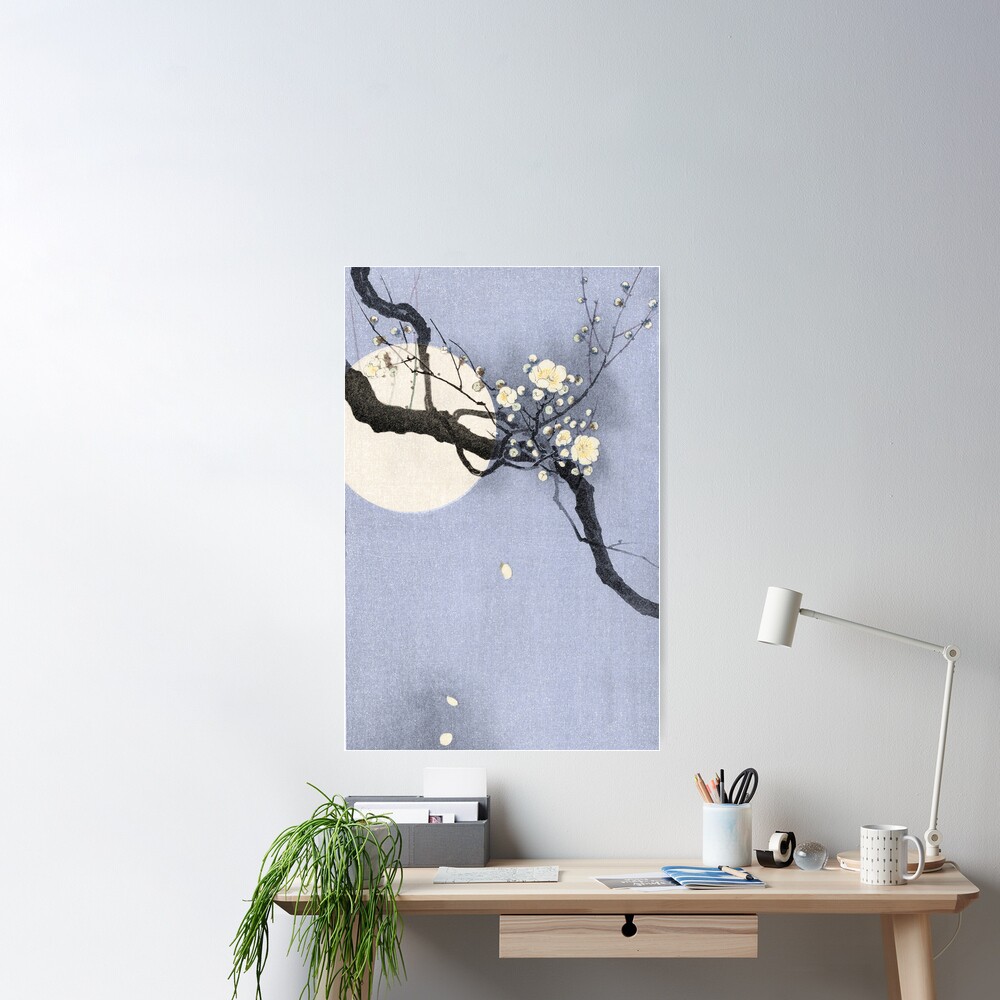 Full Moon and blossom Poster
