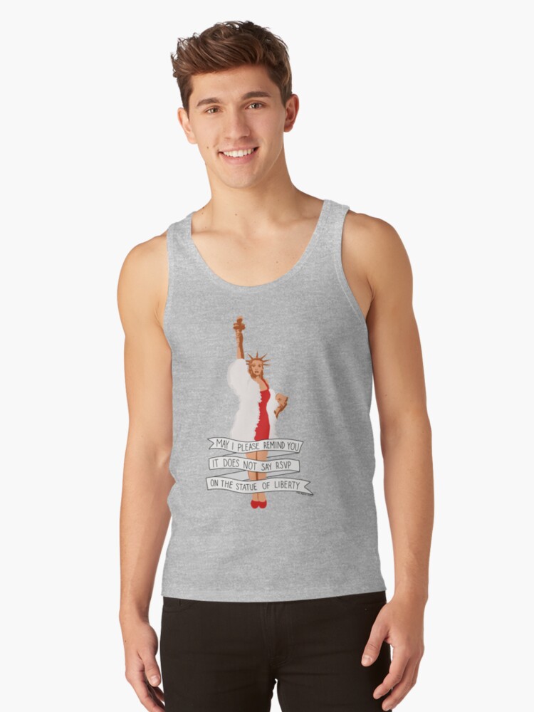 Thumbnail 1 of 3, Tank Top, It Does Not Say RSVP On The Statue Of Liberty - The Peach Fuzz designed and sold by elizabethhudy.