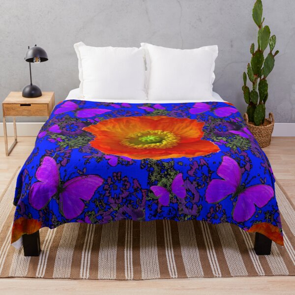 Item preview,  POPPIES & BUTTERFLIES ON BLUE PATTERNS  designed and sold by sharlesart.