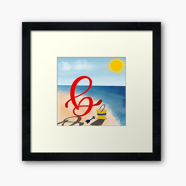 Baby Letter B at the Beach Framed Art Print