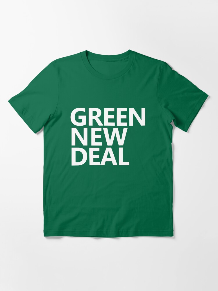 Alternate view of Green New Deal - White Text Essential T-Shirt