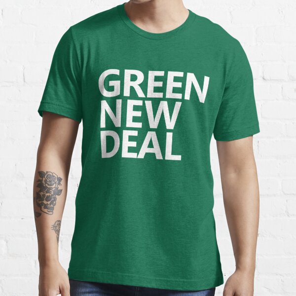 Green New Deal - White Text Essential T-Shirt