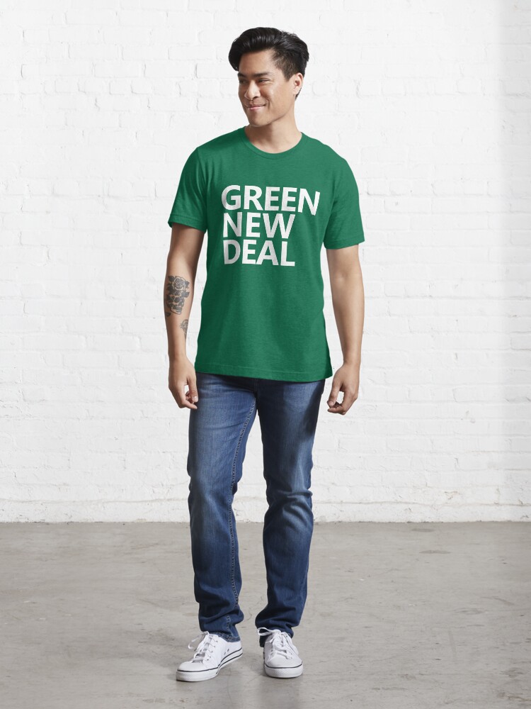 Alternate view of Green New Deal - White Text Essential T-Shirt