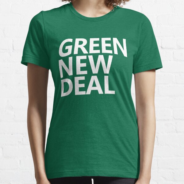 Green New Deal - White Text Essential T-Shirt