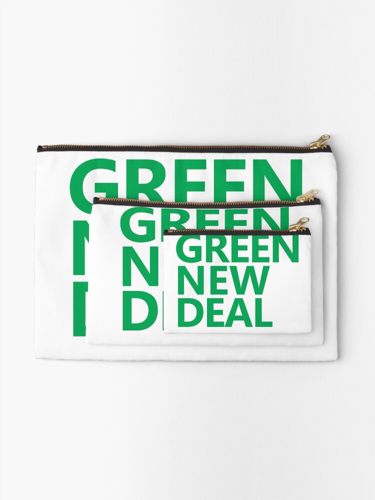 Alternate view of Green New Deal - Green Text Zipper Pouch