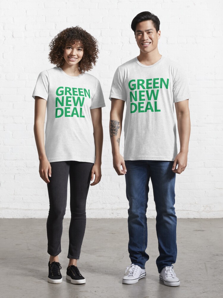 Thumbnail 1 of 7, Essential T-Shirt, Green New Deal - Green Text designed and sold by William Pate.