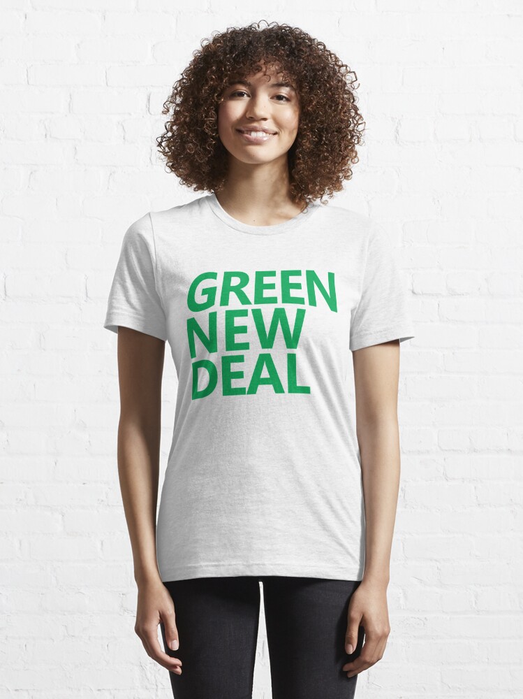 Alternate view of Green New Deal - Green Text Essential T-Shirt