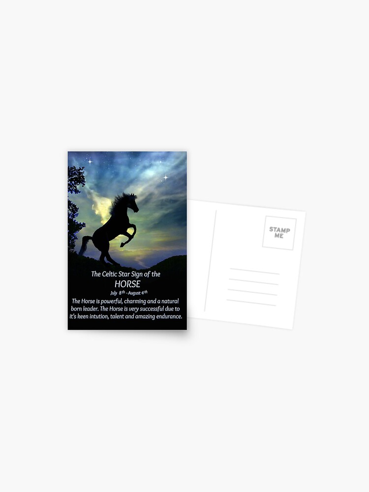 The Celtic Zodiac sign of the Horse Traditional Leo and Cancer July 8 Aug 4th Birthday Card Postcard