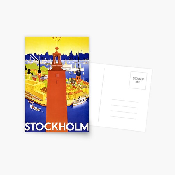 Stockholm Sweden Vintage Travel Poster Postcard