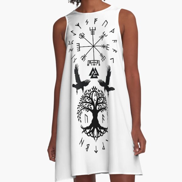 Vegvisir /// Norse Path (Variant I) A-Line Dress
