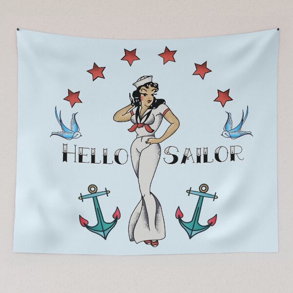 Item preview, Jerry Style Hello Sailor Vintage Pin Up Tattoo designed and sold by BunnyThePainter.