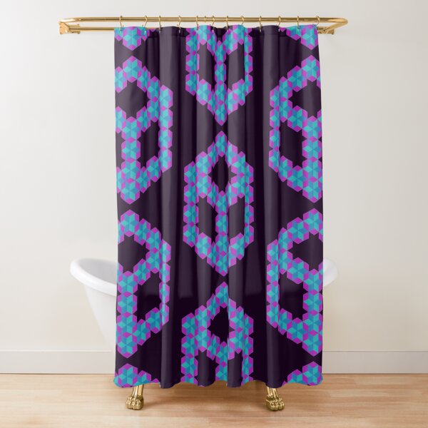 Cubey Hexa Cubes of Very Many Fuzzy Puzzle Cubes Shower Curtain