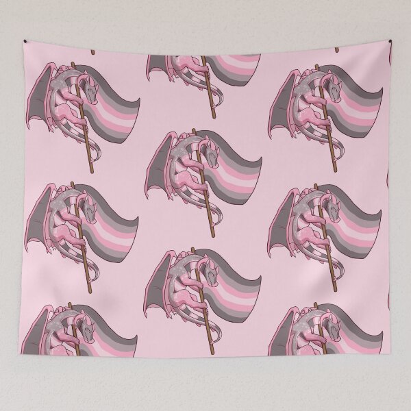 Item preview, Demigirl Pride Flag Dragon (3rd Edition) designed and sold by Art of Keymintt.