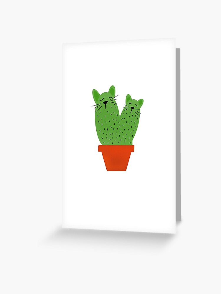 Download Catus Cute Cactus And Cat Graphic Design Greeting Card By Ugrcollection Redbubble
