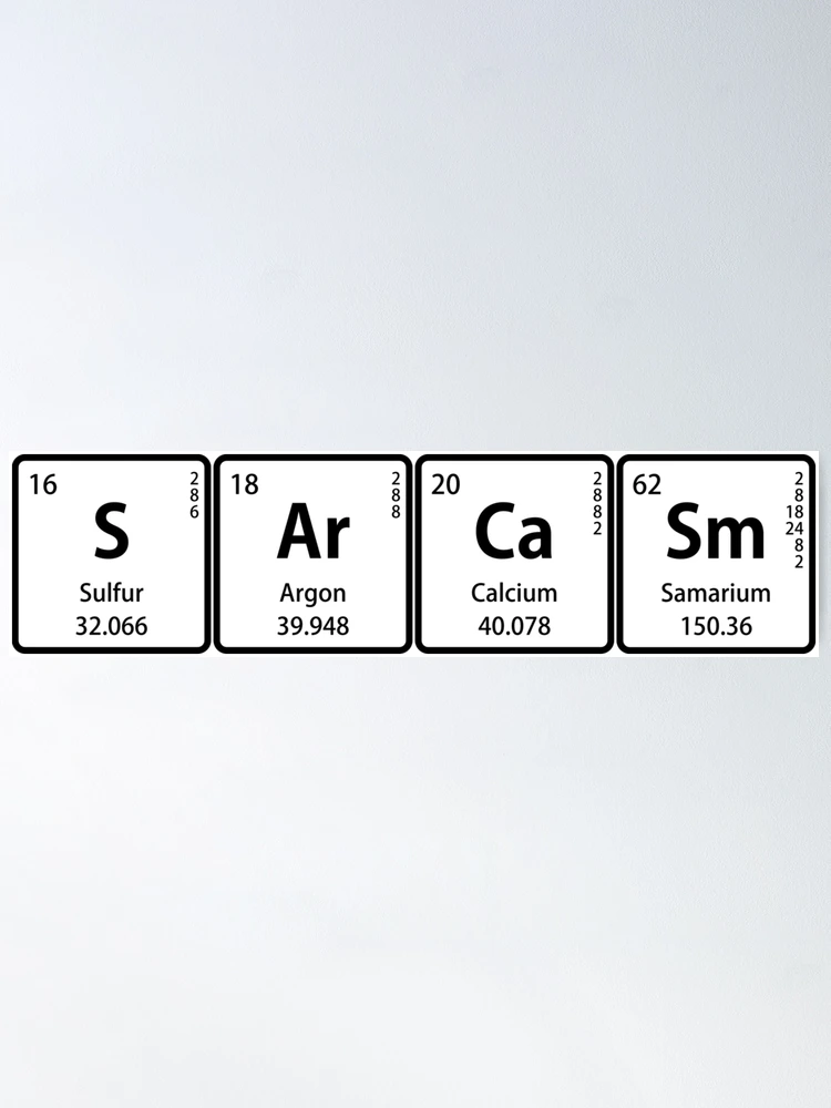 SArCaSm Periodic Table Elements Word Chemistry Black Ink Pen