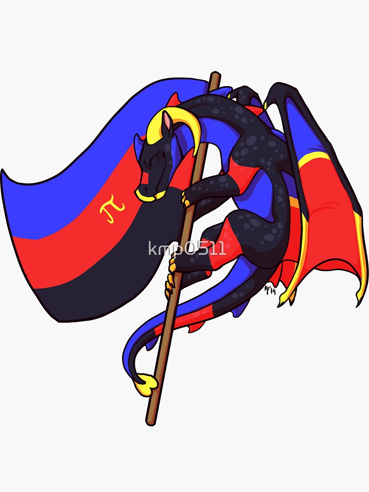 "Polyamorous Pride Flag Dragon (3rd Edition)" Sticker by kmp0511