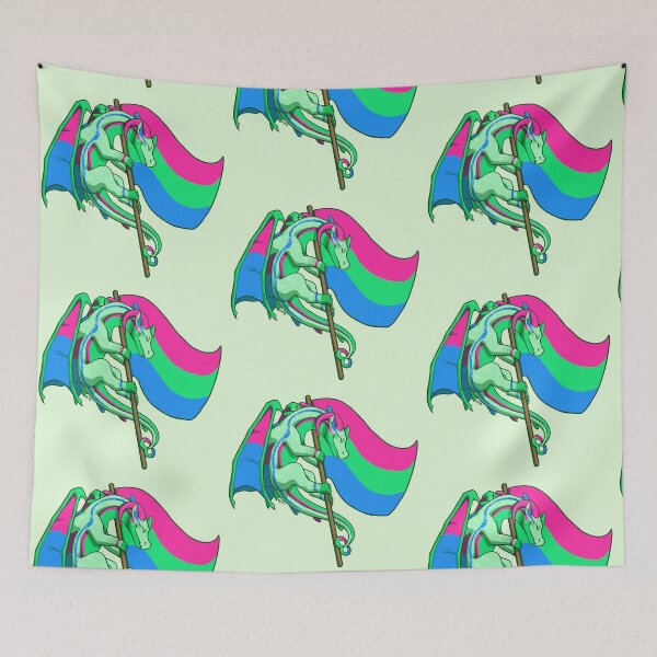 Item preview, Polysexual Pride Flag Dragon (3rd Edition) designed and sold by Art of Keymintt.