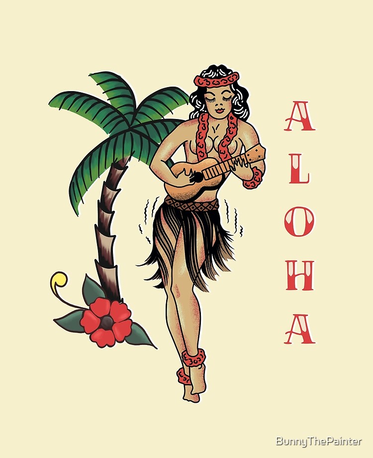 Jerry Style Traditional Aloha Hula Pinup Girl In Hawaii 