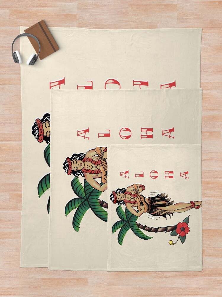 Alternate view of Jerry Style Traditional Aloha Hula Pinup Girl In Hawaii Throw Blanket