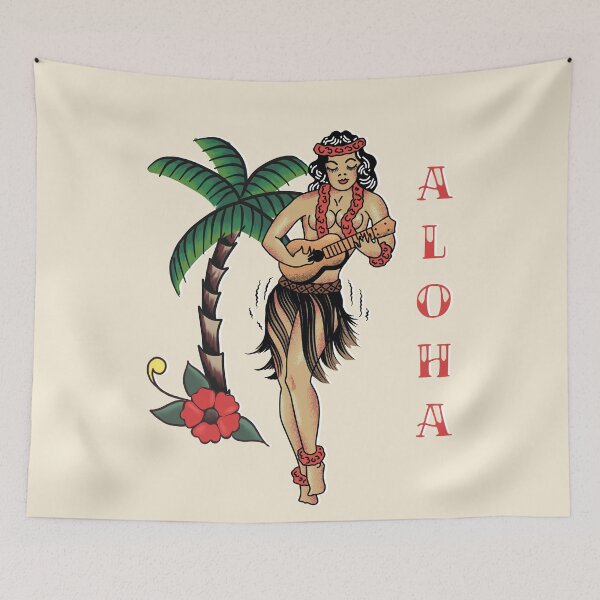 Aperçu de l'œuvre Jerry Style traditionnel Aloha Hula Pinup Girl à Hawaii créée et vendue par BunnyThePainter.