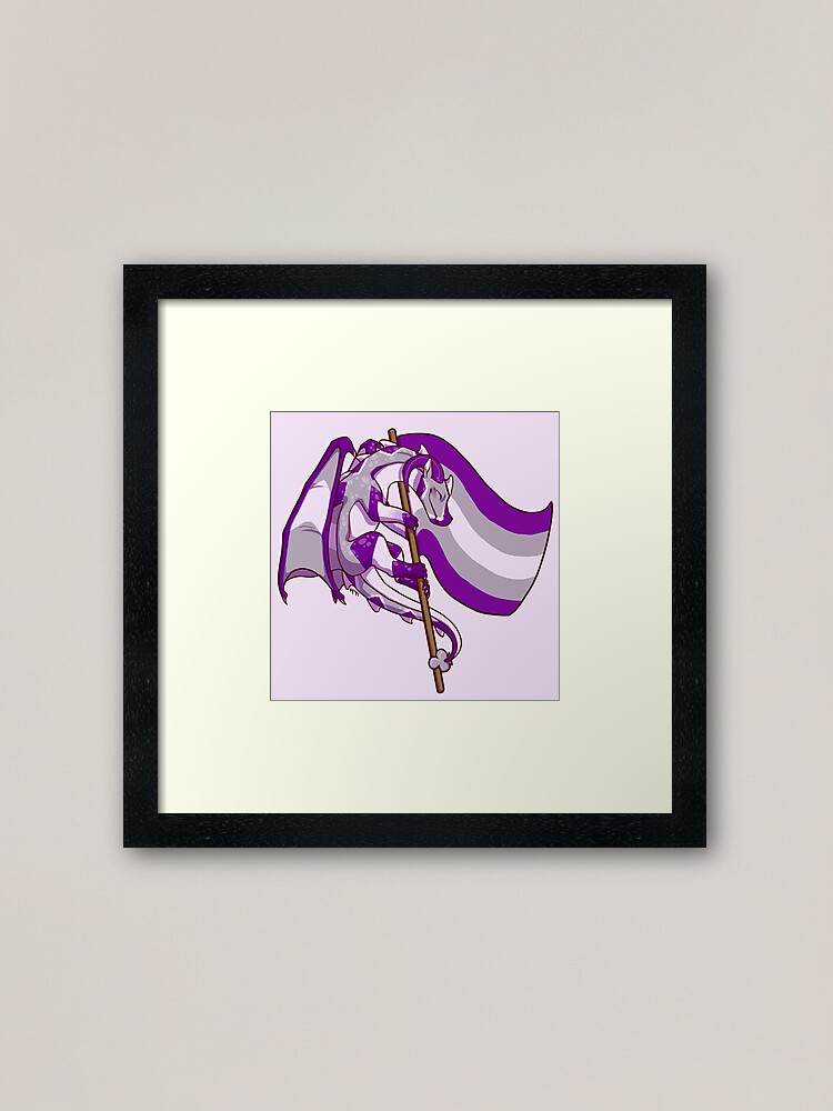 Grey Asexual Pride Flag Dragon 3rd Edition Framed Art Print For