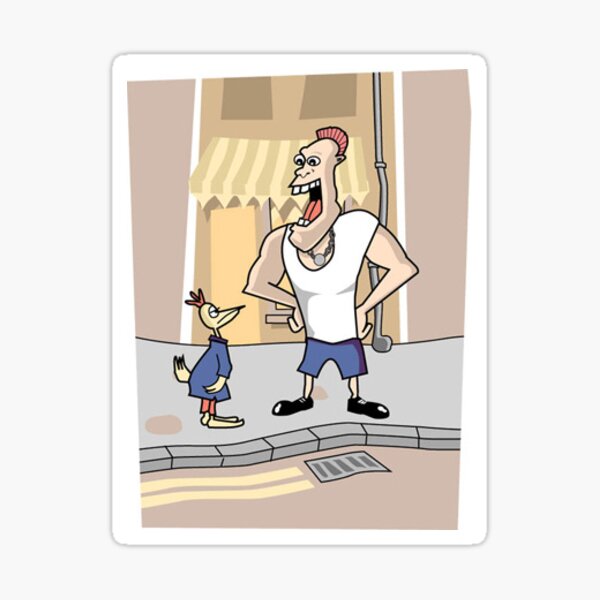 Bully n Bird Cartoon Sticker Sticker