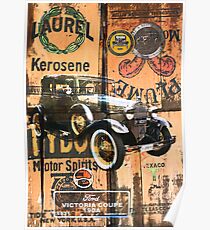Vintage automobile montage. Poster