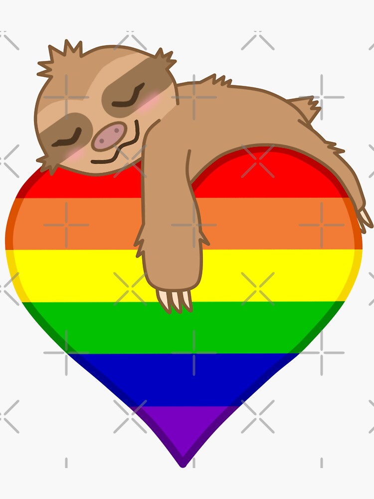 Gay Pride Flag Sloth Sticker By Dreamysloth Redbubble