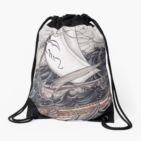 pike and boat Drawstring Bag