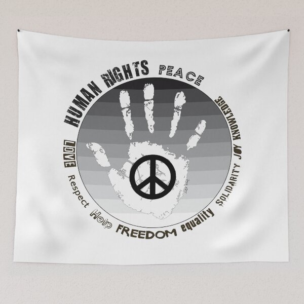 Item preview, Peace and Love, Respect for Human's rights! Black and White art by IONA Art Digital designed and sold by IonaArtDigital.