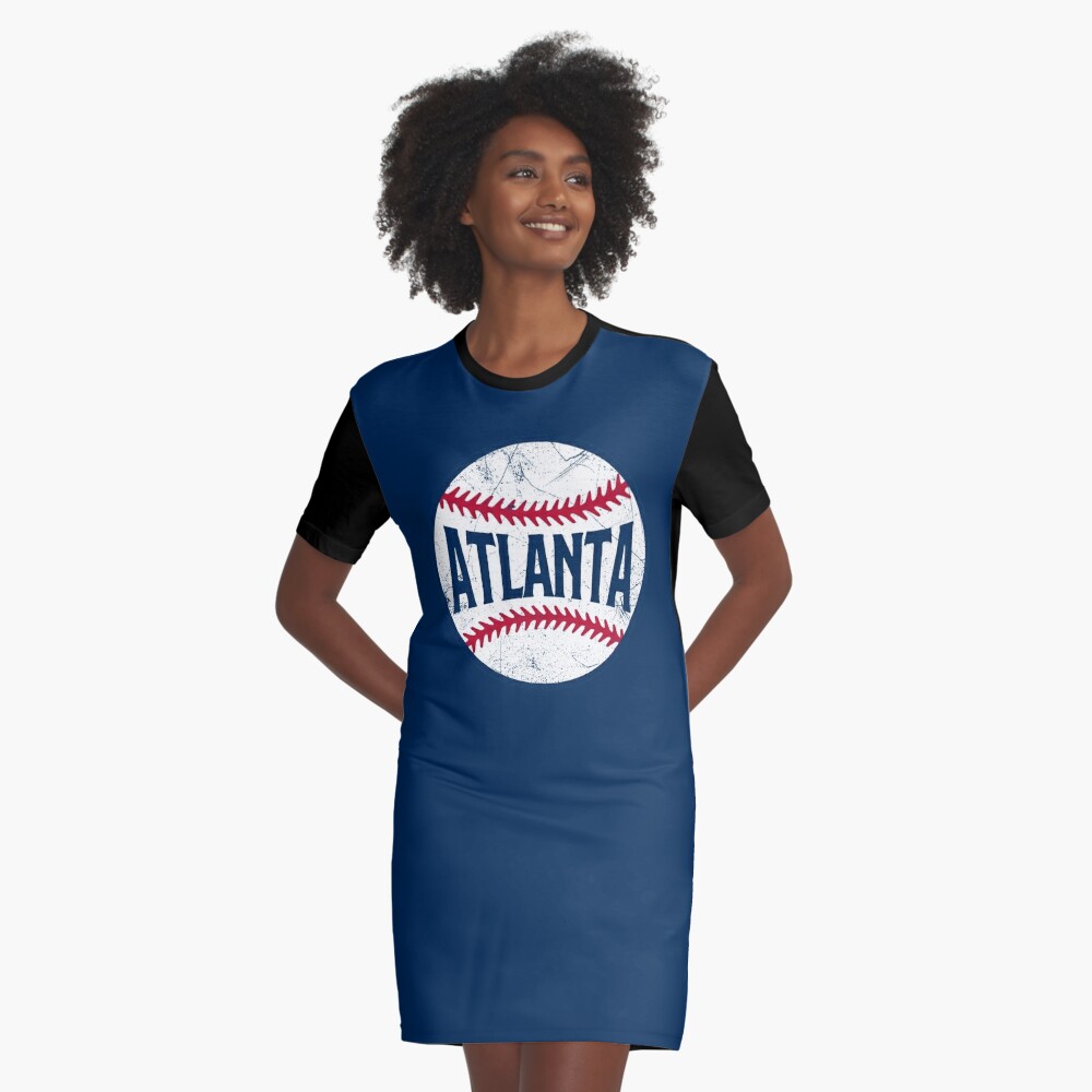 Atlanta Retro Baseball - Navy A-Line Dress for Sale by SaturdayACD