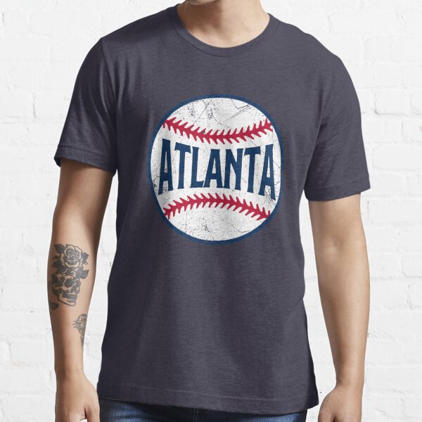 Atlanta Retro Baseball - Navy Classic T-Shirt for Sale by