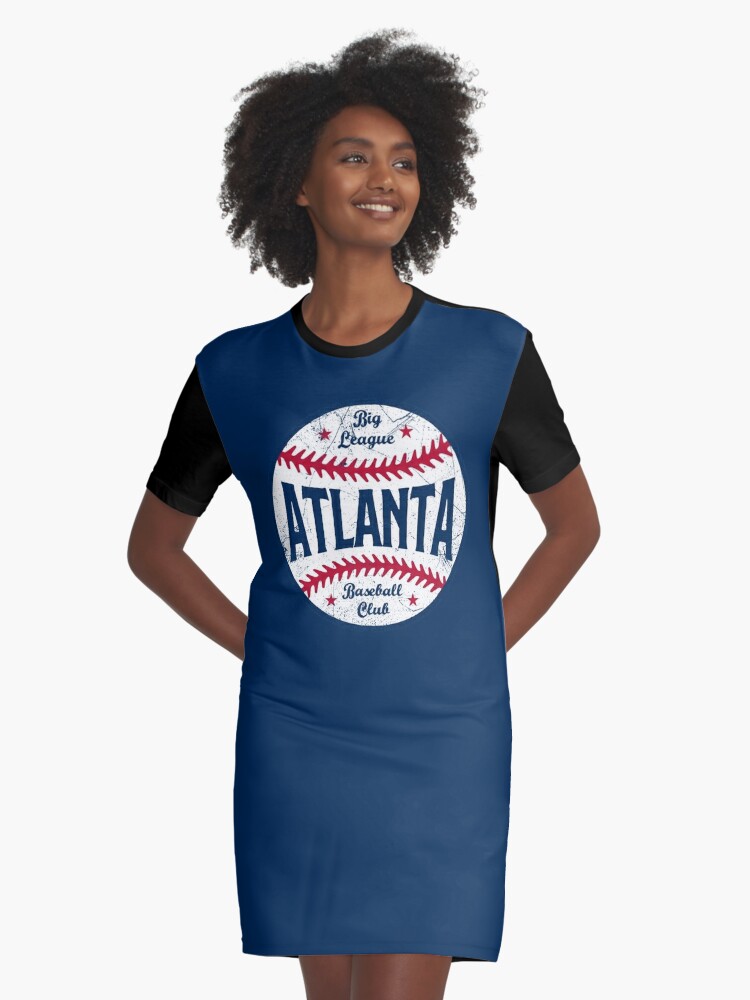 Atlanta Retro Big League Baseball - Navy | Graphic T-Shirt Dress