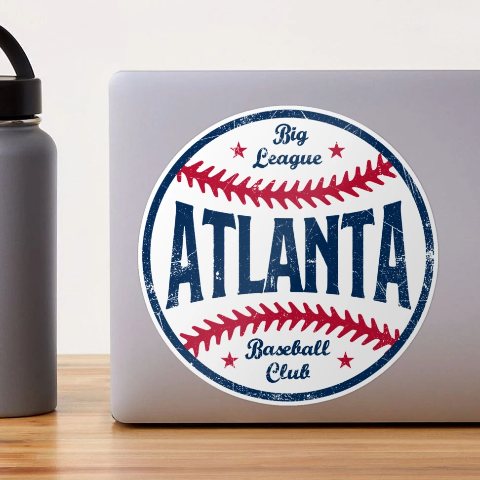 Atlanta Retro Big League Baseball - Navy Sticker for Sale by SaturdayACD