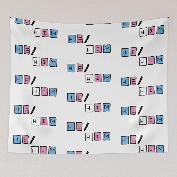 Item preview, He/Him Pronouns with Trans Flag designed and sold by Luca Reid.