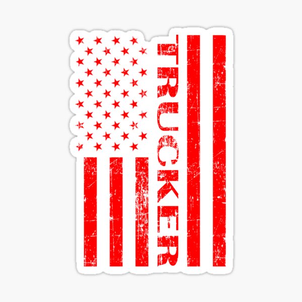 Made In The USE Red American Flag Truck Driver Gifts Vintage Trucker  Design Sticker for Sale by DownHomeCrafts