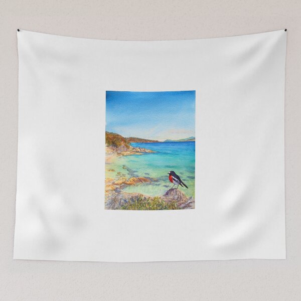 Item preview, Scarlet Robin on Painted Cliffs, Maria Island designed and sold by melhillswildart.