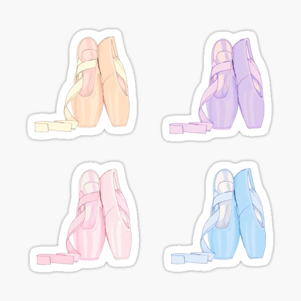 Four pack pastel stickers Pointe shoes  Sticker