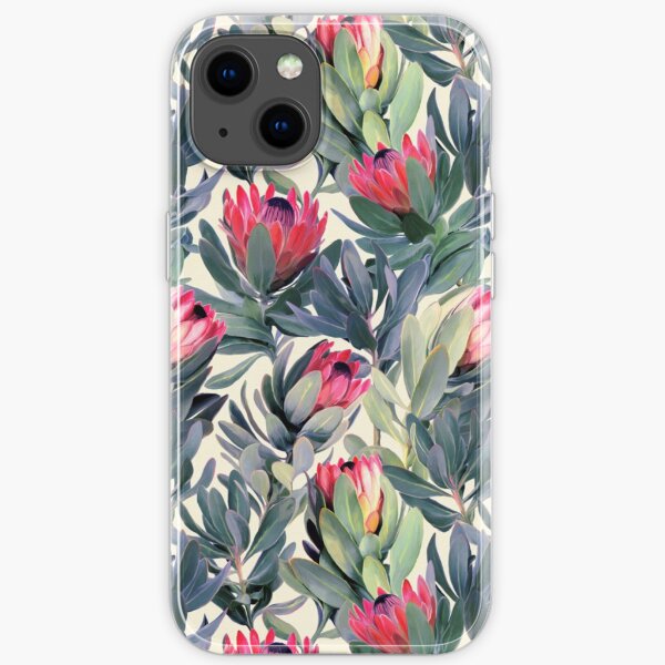 Painted Protea Pattern iPhone Soft Case