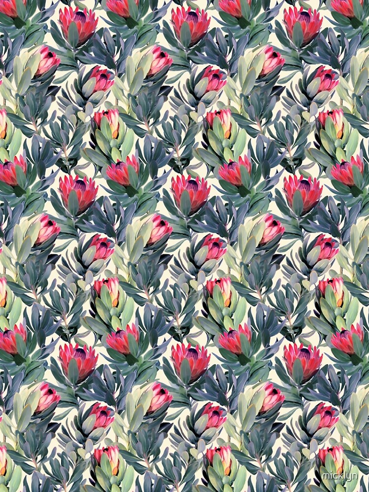 Painted Protea Pattern by micklyn