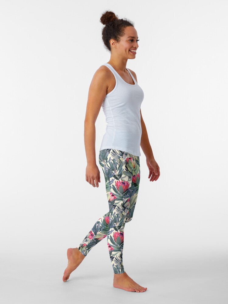 Alternate view of Painted Protea Pattern Leggings