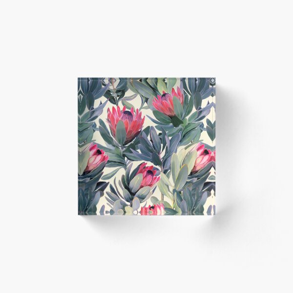 Painted Protea Pattern Acrylic Block