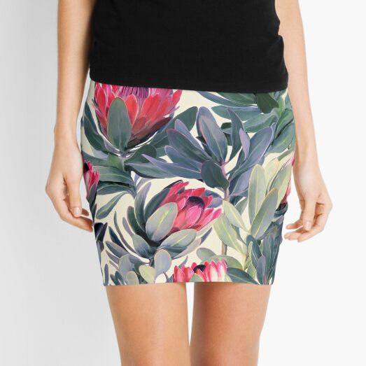 Painted Protea Pattern Mini Skirt