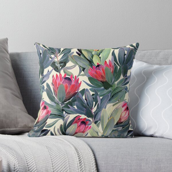 Painted Protea Pattern Throw Pillow