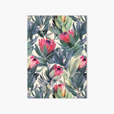 Painted Protea Pattern Art Board Print