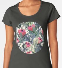 Painted Protea Pattern Premium Scoop T-Shirt