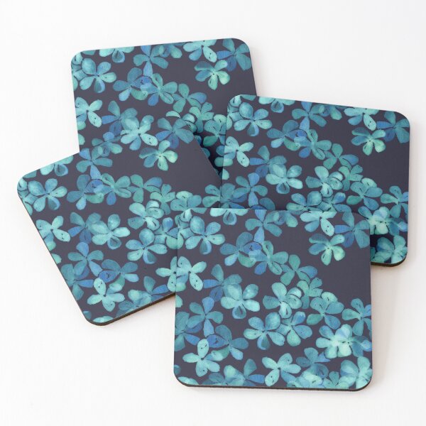 Item preview, Hand Painted Floral Pattern in Teal & Navy Blue designed and sold by micklyn.