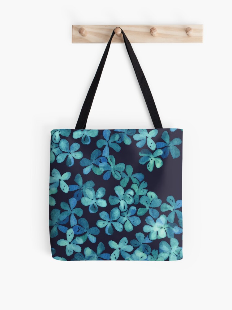 Blue Leaves' Hand-Painted Tote Bag
