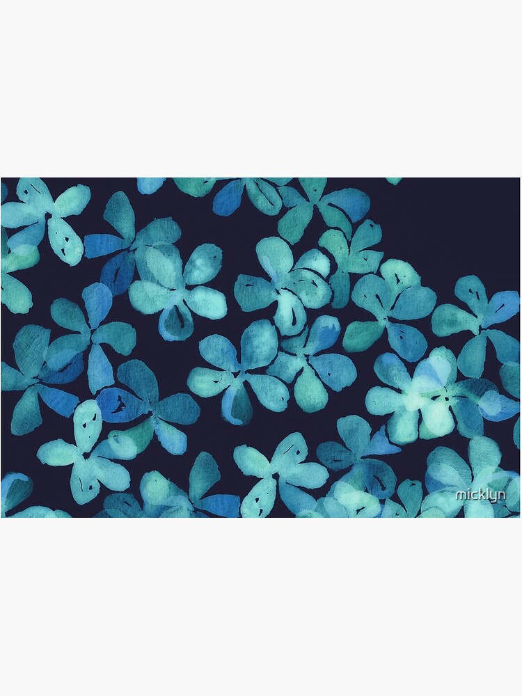 Hand Painted Floral Pattern in Teal & Navy Blue by micklyn